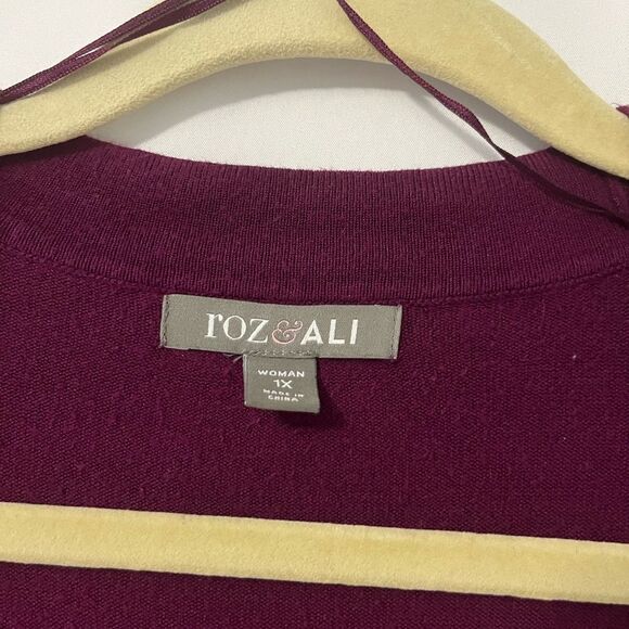 🟢Roz & Ali Plumb Open Front Knit Cardigan 1X - Picture 4 of 5